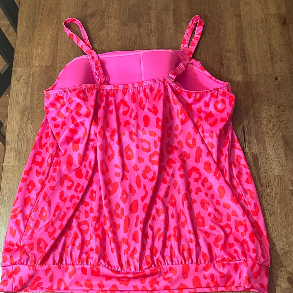Lane Bryant Hot Pink Leopard Print Tankini Bathing Suit Top Size 18 - Picture 5 of 8